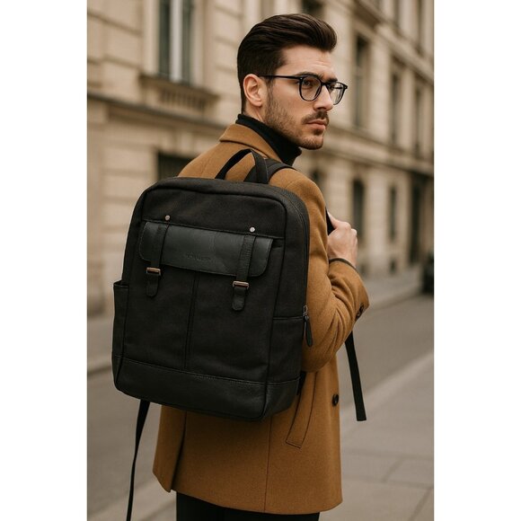 Timbuk2 Authority Laptop Backpack Deluxe Black Leather Vinyl